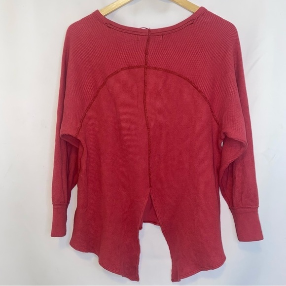 NWOT Free People Amelia Oversized Thermal Top Flor De Mayo Pink Size XS - Picture 6 of 8